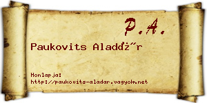 Paukovits Aladár névjegykártya